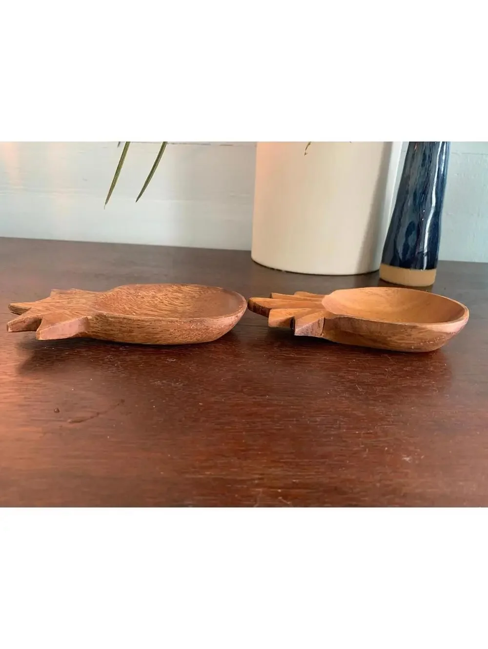 Acacia Wood Pineapple Dish Pair